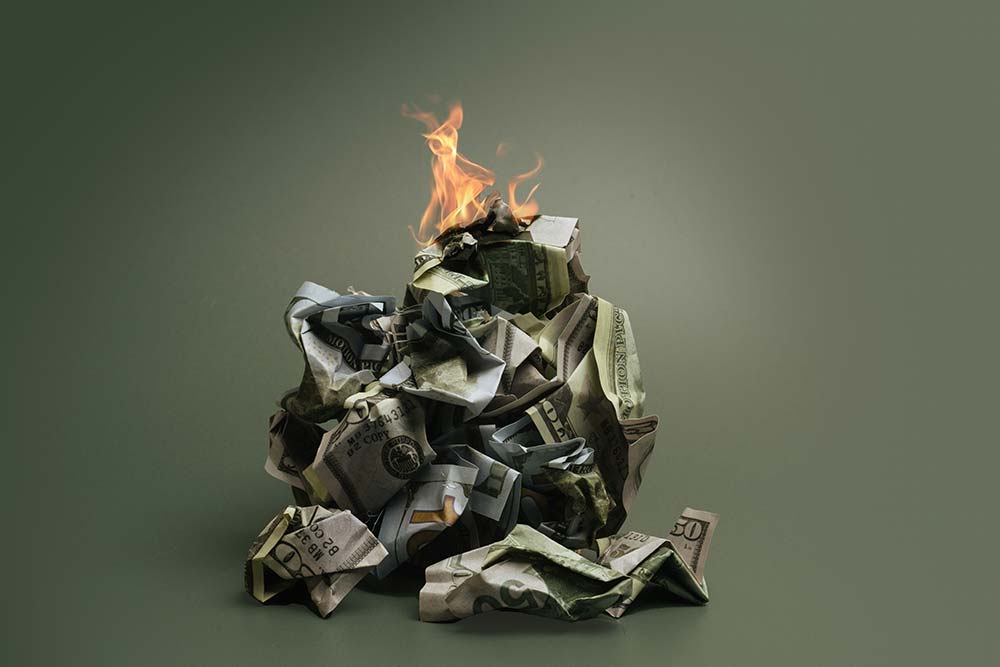 a pile of garbage sitting on top of a table
